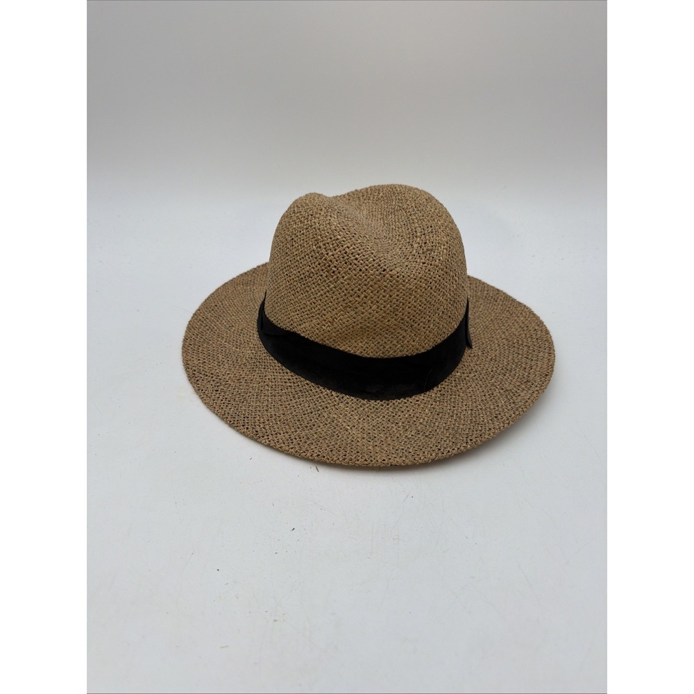 woven straw fedora hat featuring a classic pinched crown